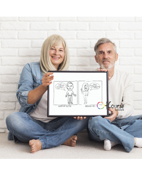  Portret, komiks o Babci i Dziadku, rysowany ze zdjęcia, prezent na Dzień Babci i Dzaidka.