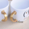 kubki na prezent dla młodej pary z datą ślubu mąż żona ze złotym uchem